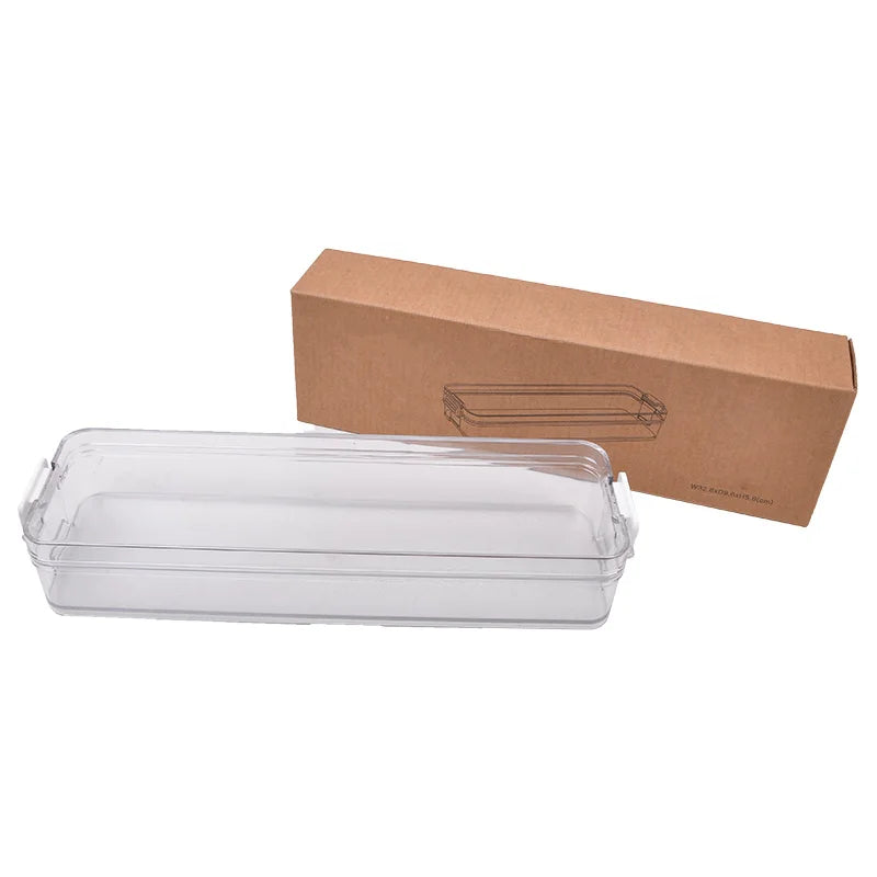 Clear Transparent Plastic PET Refrigerator Fresh Food Storage Stackable Box with Lid Injection Technics Kitchen Fridge Organizer