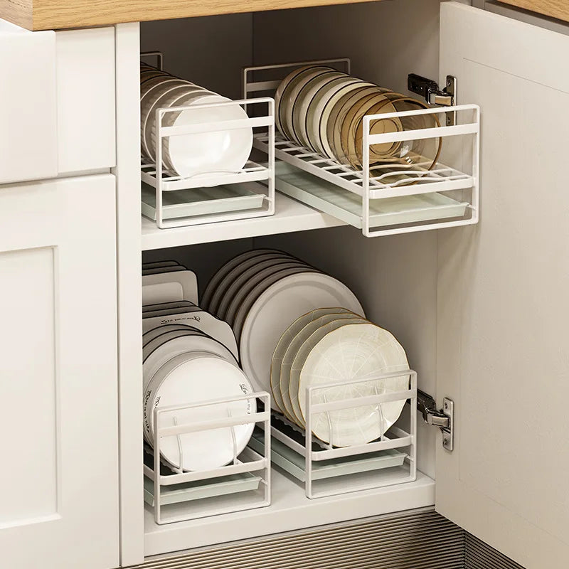 Kitchen Countertop Draining Dish Rack Metal Chopstick Tableware Storage Rack Double-layer Dish Rack