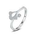 Fine jewelry 925 sterling silver fan-shaped clover micro inlaid diamond index finger ring for women girls