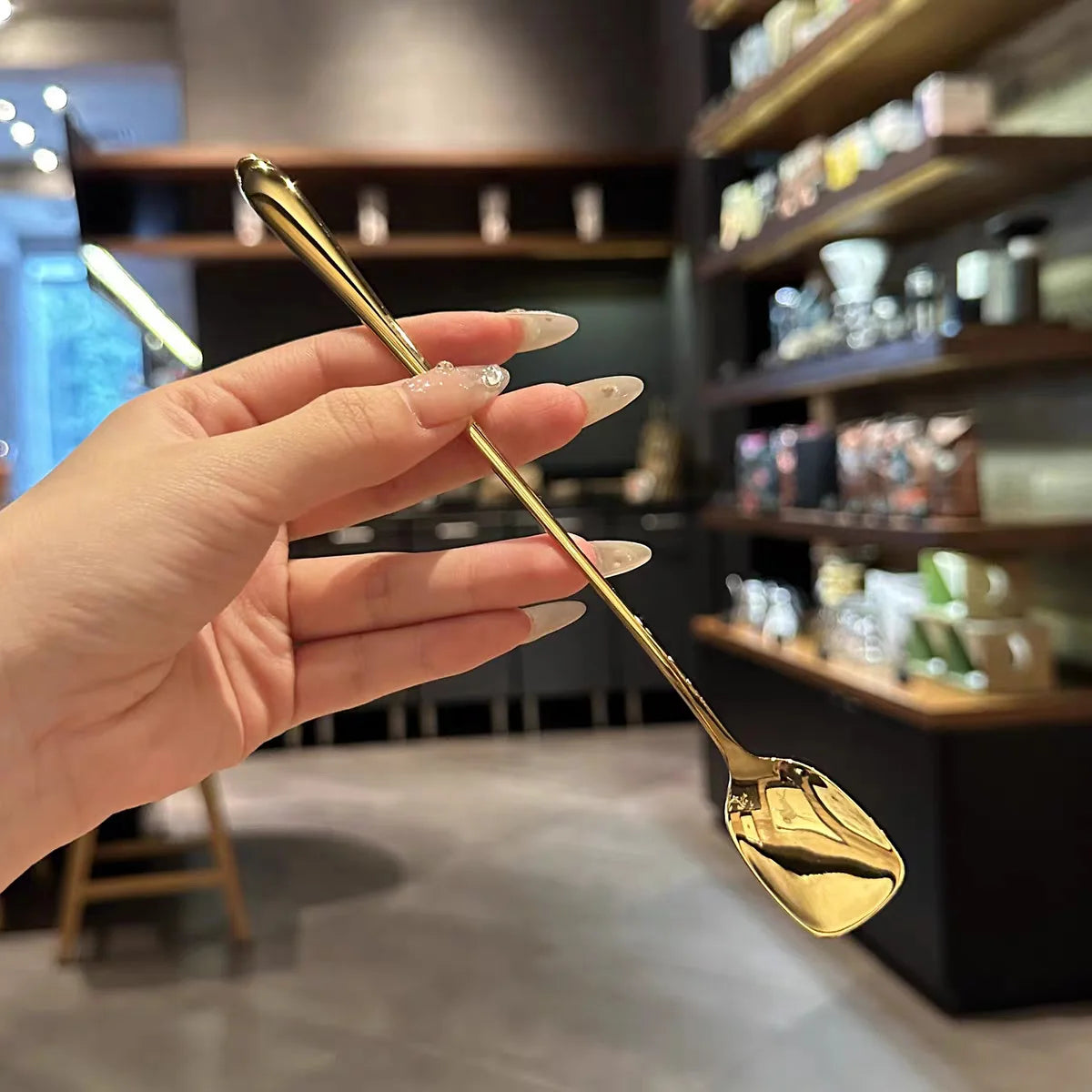 304 Stainless Steel Long Handle Ice and Coffee Spoon with Dessert Spatula Honey Spoon for Tea Spoon