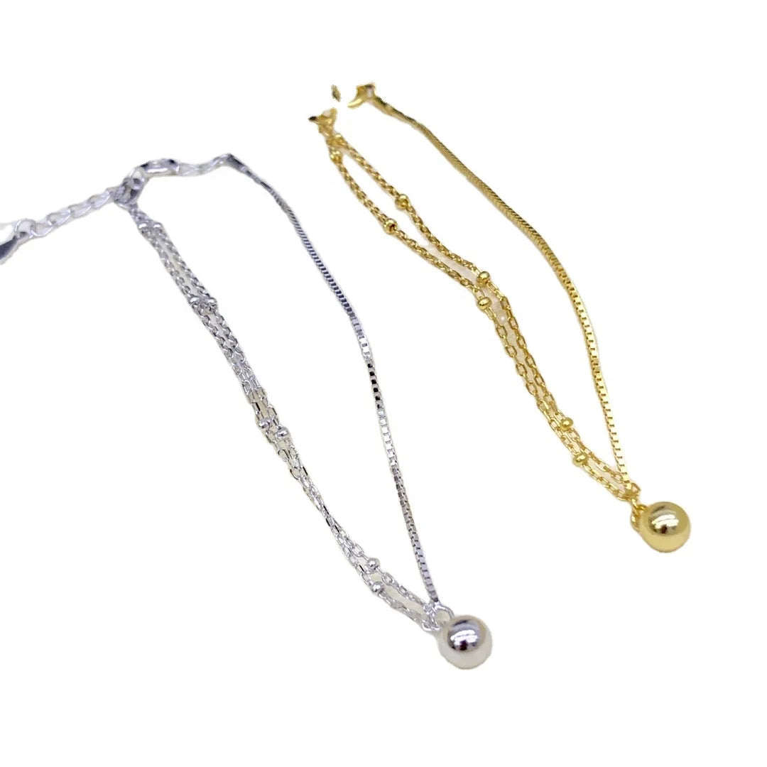 B461 8-9mm 925 Sterling Silver Gold Plated Wholesale Freshwater Pearl Charm Bracelet  Bangle Fancy Jewelry for Women
