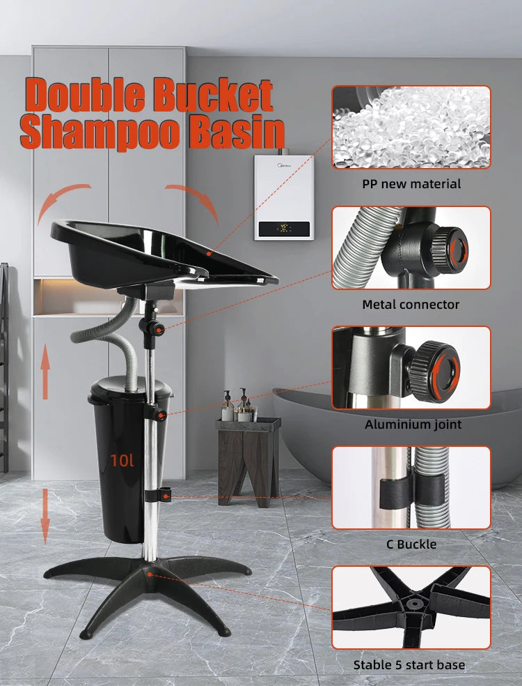 Barber Wash Basin Portable Shampoo Sink Salon Deep Sink Shampoo Bowl for Home SPA Barber Chair