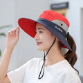 Summer Outdoor Hiking Camping Unisex Wide Brim Embroidery Mesh Nylon Anti-Sun Ponytail Fishing Fisherman Bucket Hat Cycling Ski