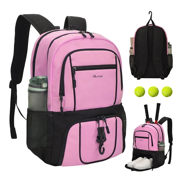 Fashionable Large Capacity Waterproof Casual Sports Backpack Colorful Weekender Gym Tennis Bag Hook Shoe Compartment
