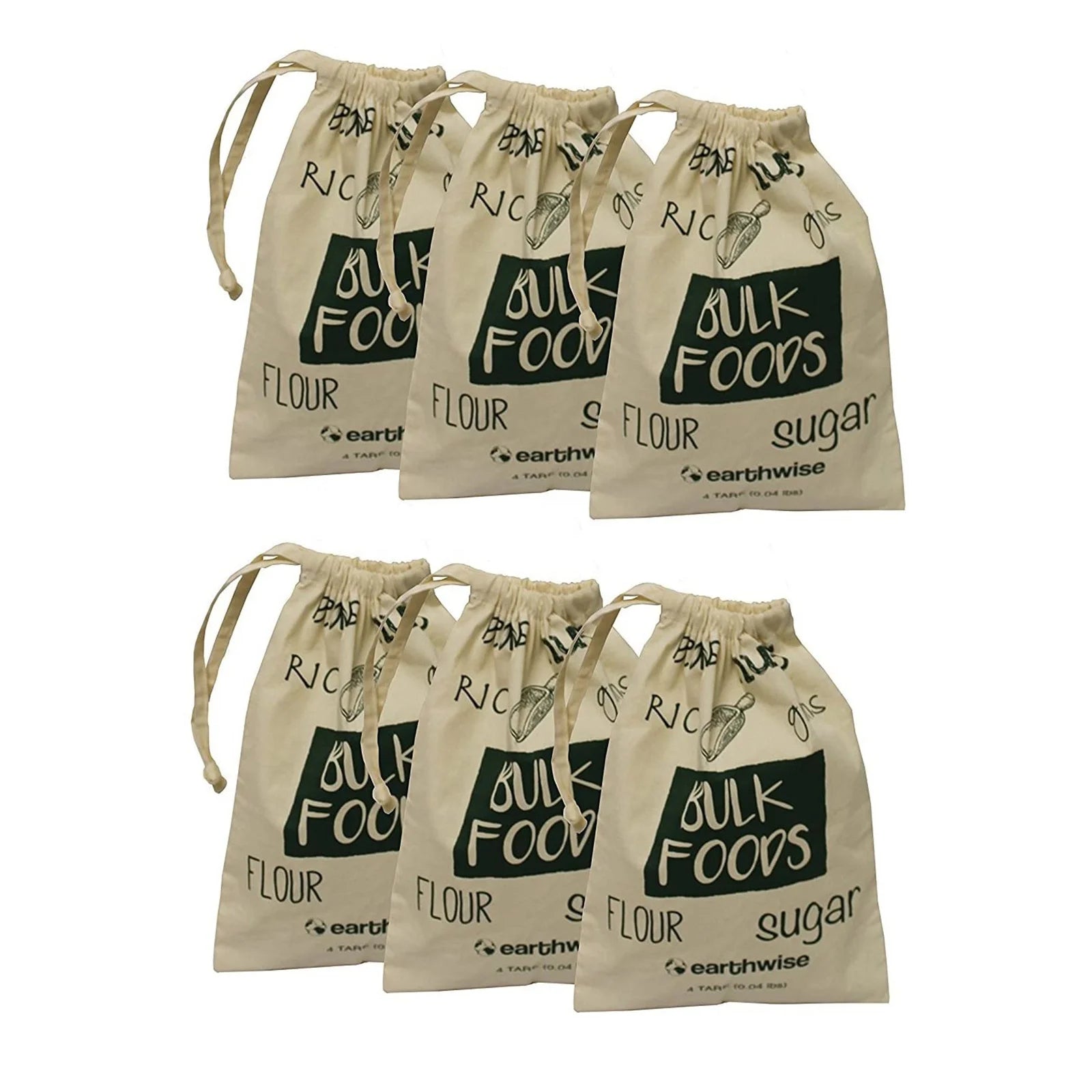 Ruthbag Reusable Canvas Produce Bags for Shopping Bulk Storage of Foods Nuts Grains Rice Flour Sugar with Drawstring