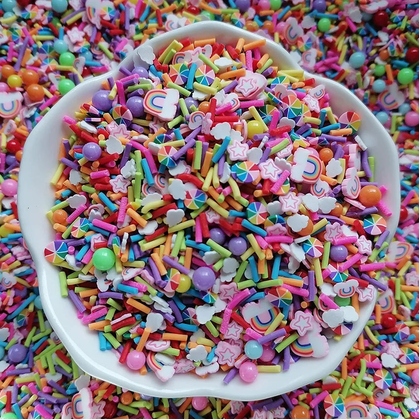 1kg DIY Craft Slime Sprinkles Rainbow Candy Peppermint Star Acrylic Beads Mix Polymer Clay Sprinkles Slices