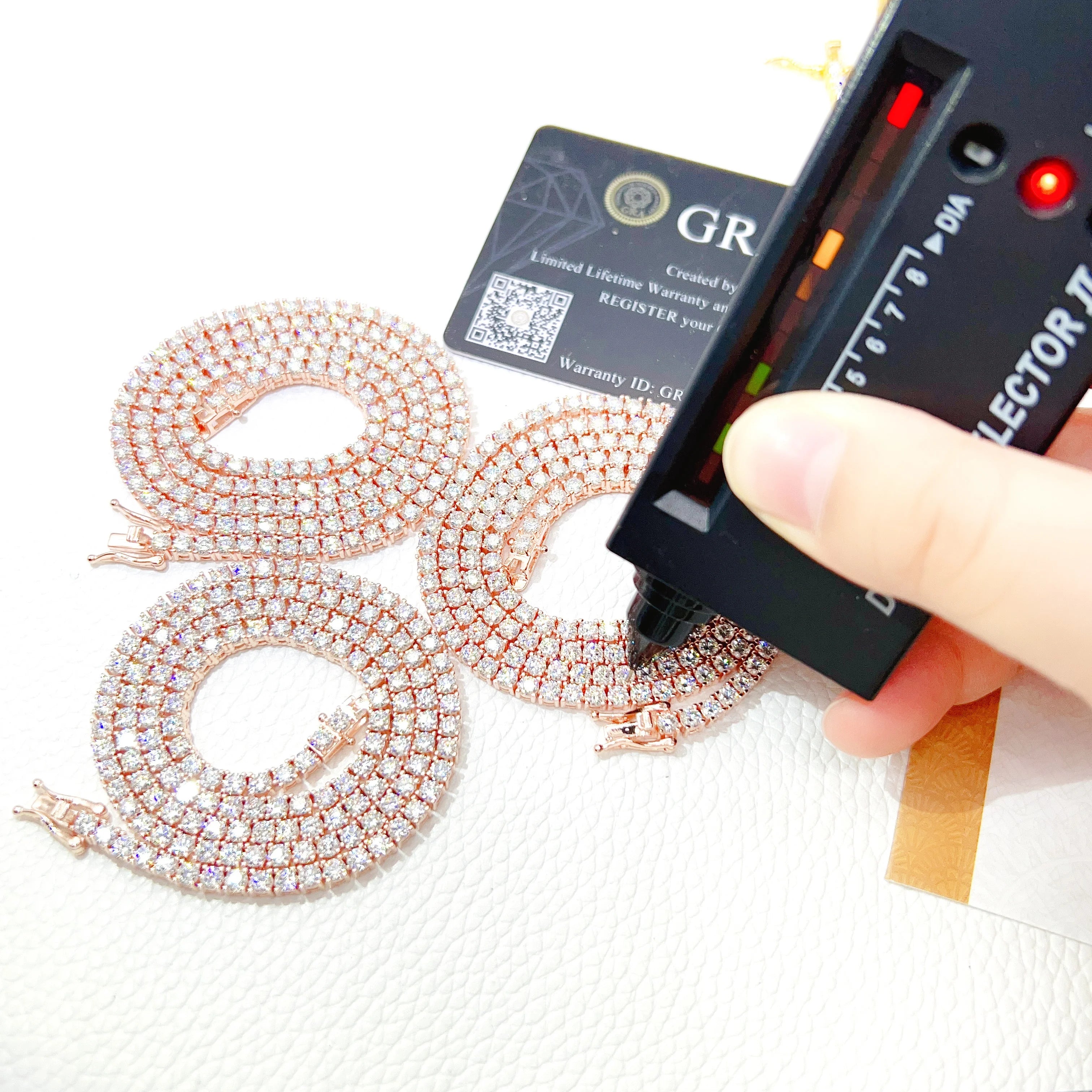 Pass Diamond Tester Iced Out 925 Sterling Silver Gold Gra Certified VVS Moissanite Tennis Chain