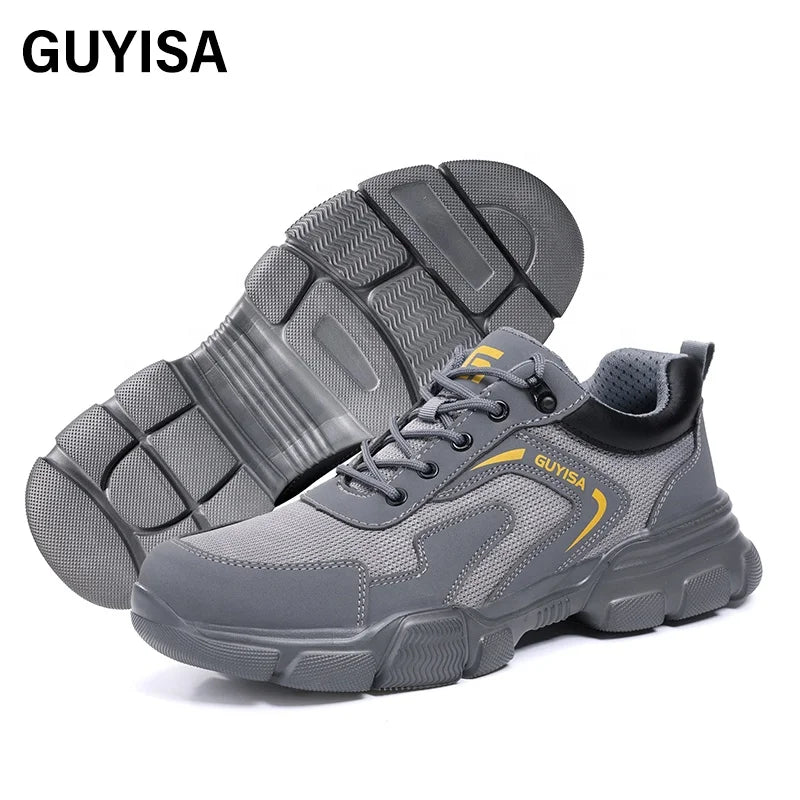 GUYISA Solid EVA Sole Work Safety Shoes New Grey Ultralight Series European Standard Steel Toe Microfiber Upper Winter Suitable MegaBDM