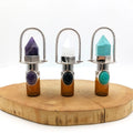 Hot Vintage Natural Amethyst Healing Gemstone Pendant 2ml Vial Amber Glass Roller Bottle Chakra Perfume Crystal Jewelry for