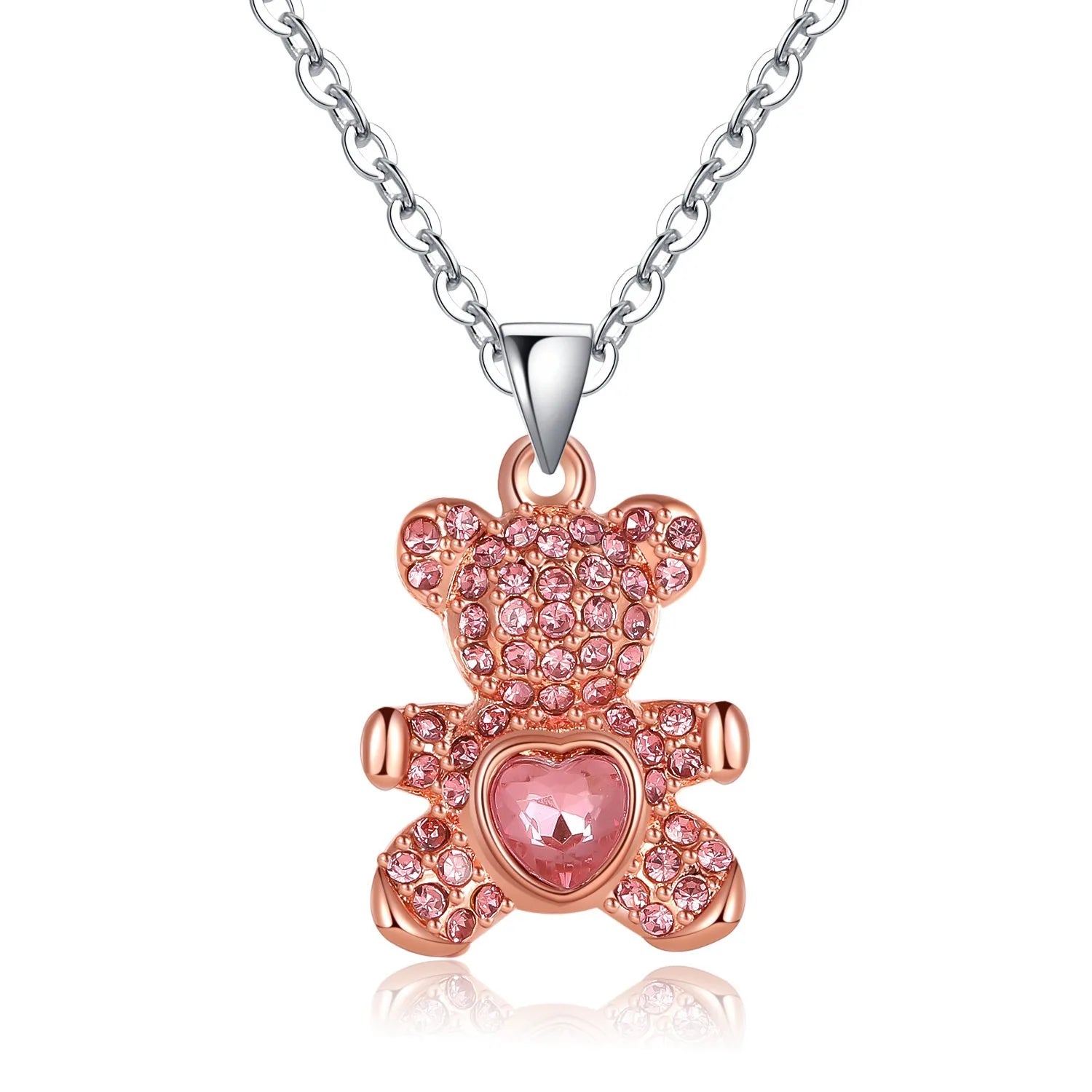 Childlike Fun Necklace Cartoon Animal Bear Necklace Large Pendant Necklace Dance Heart Bear Girl Ins 520 Gift for Girlfriend