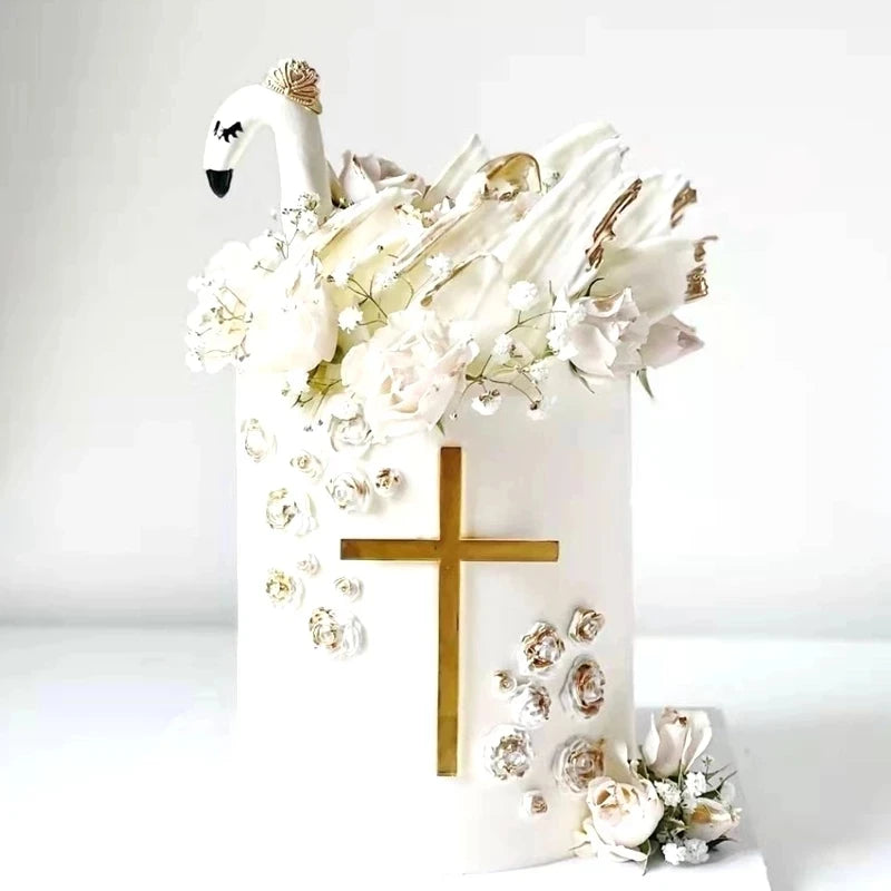 Hstyle First Communion Christian Acrylic Cross Cake Topper God Bless Cake Topper Birthday Party Baking Cake Party Supplies