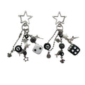 Y2K Jewelry Black 8 Billiard Ball Dice Star Keychain Phone Pendant Chain Handmade Creative Sea Keyring Accessories for Women Men