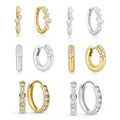 Popular Wholesale 925 Sterling Silver Square Round Zircon Irregularity Huggie Earrings Various Styles for Women