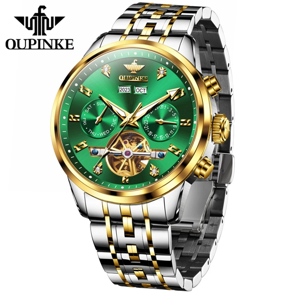 Oupinke 3248 Oem Customized Watch logo  Stainless Steel 5ATM Water Resistant Luxury Business Fashion Men Mechanical Watches