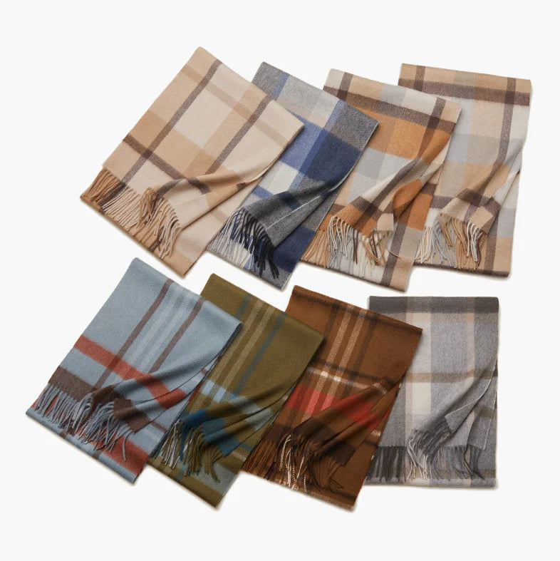 Wholesale Tartan Check Pure 100% Cashmere Plaid Poncho New Men Women With the Same Scarf Warm Sheep Wool Comfortable Long Scarf