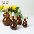 Wholesale Double Gourd Glass Oil Bottle 50ml Brown Dropper Face Cream Mascara 15ml 30ml Skin Care Serum Face Mask