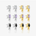 FUAMAY Fashion Punk Aretes De Plata 925 Silver 18K Gold Plated Purple Black Zircon Colored Gems Star Spike Punk Stud Earrings