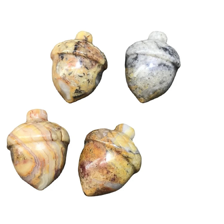 DIY Natural Gemstone Crazy Agate Pine Cone Hazelnuts Acorn Shaped Crystal Home Ornament Energy Healing Reiki Chakra Loose Stone