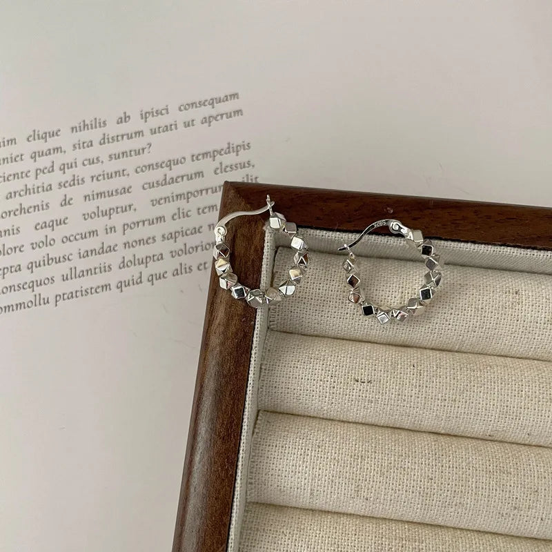INS 925 Sterling Silver Geometric Broken Silver Beads Clip Earrings Wholesale for Party Gifts Jewelry