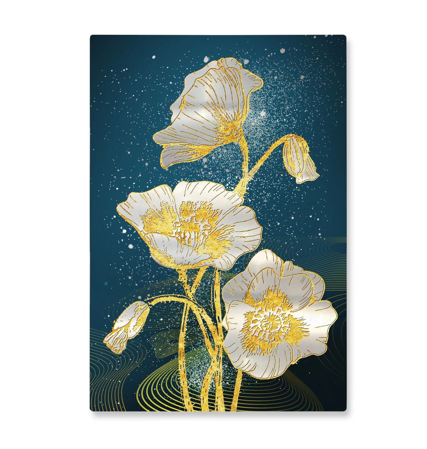 Abstract Gold Leaf Flowers Modern Printed Art Works Printed Aluminum Plate Picture Living Room Home Decoration