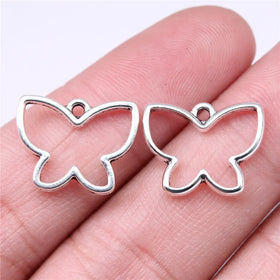 Charms Hollow Butterfly Tibetan Silver Color Pendants Antique Jewelry Making DIY Handmade Craft