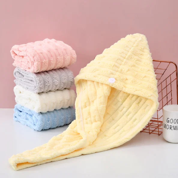 New Coral Fleece Dry Hair Cap Quickly Absorbs Moisture and Dries Quickly Providing Comfortable and Soft Coverage for the Head