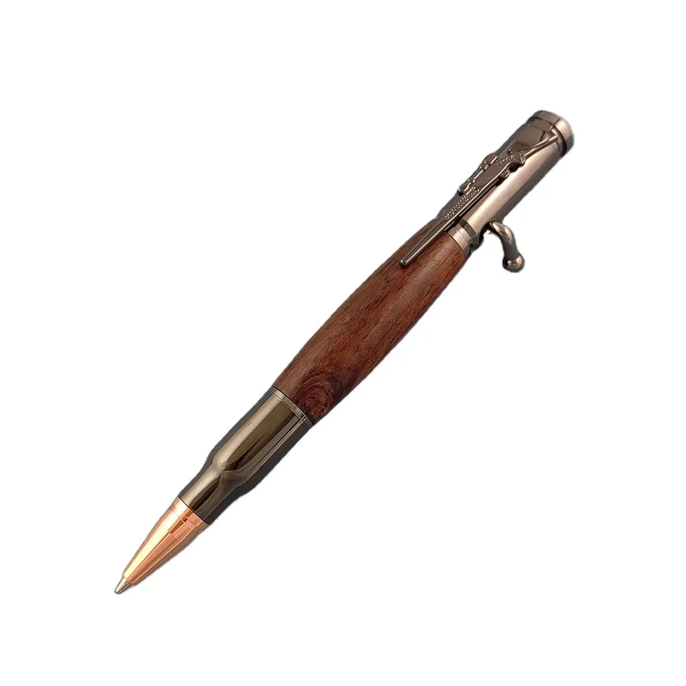 Luxury Metal Pen Kits Wooden Barrel Ballpen Outdoor Self-defense Original Solid Bolt Action Hunter Pen Custom