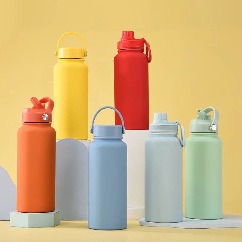 Best Seller 1L Large Capacity Stainless Steel Insulated Tumbler Portable Outdoor Sports Water Bottle with Three Lids