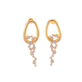 European American Real Gold Plated Brass Light Luxury Water Drop Dangle Chain Link Zircon Fashion Earrings