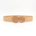 Hot Sell Summer New Universal Belts pp Straw Woven Round Buckle Fashion Waist Cover Decorative Dress Belt