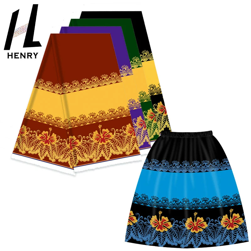 Henry Micronesian Skirt Island Style Lady Dress Cloth Fabrics for Garment Digital Print Fabric Polyester Ready Stock