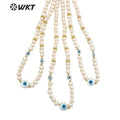 WT-JN201 Fashion Gorgeous Women Hand Strand Pearl Beads Necklace Irregular Potatoes Pearl Eye Charm Necklace in 16 Inch