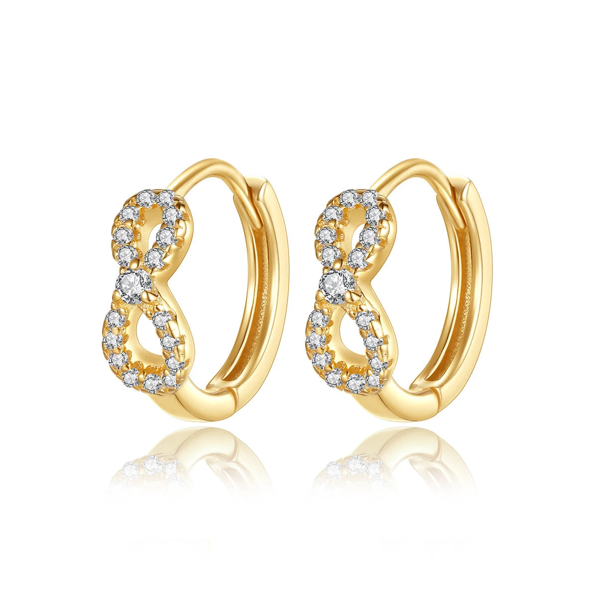 Drop Shipping Forever Infinity love Earrings 925 Sterling Silver Gold Plated Infinite love Number 8 Hoop Earrings