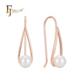 FJ Fallon Fashion Jewelry Pearl Wire Hook Earrings Plated in Rose Gold Brass Based