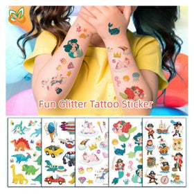 Manufacturers Customized Birthday Party Favors Dinosaur Mermaid Unicorns Glitter Temporary Tattoo Sticker Kids Jiangmei Brand