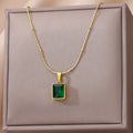 Hot Sale Versatile Collarbone Chain Jewelry Stainless Steel Necklace Multi-color Square Pendant Necklace Gifts for Women