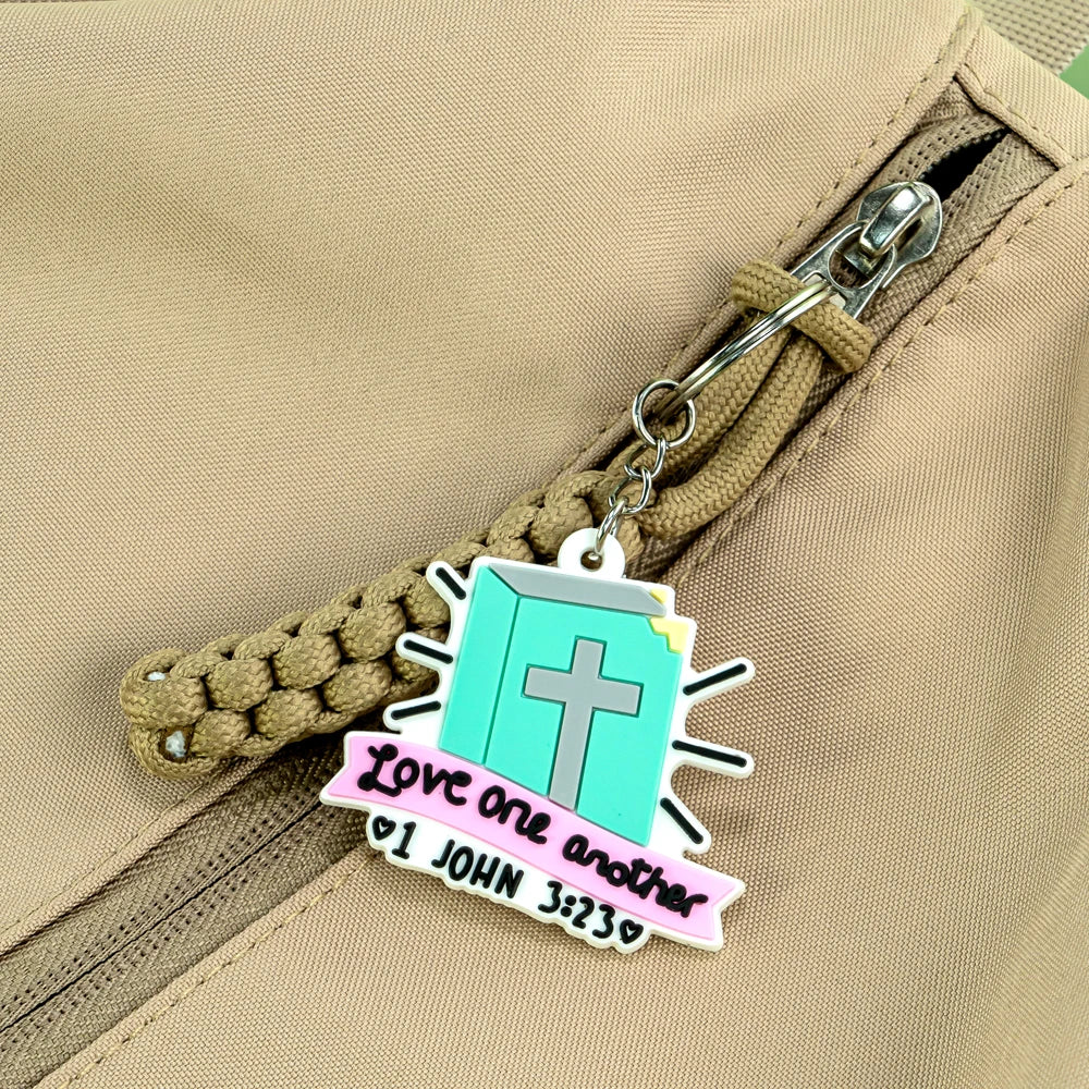 Personalized Christian Keychain Custom Engraved Cross and Virgin Mary Pendant for Faith-Based Events and Church Members