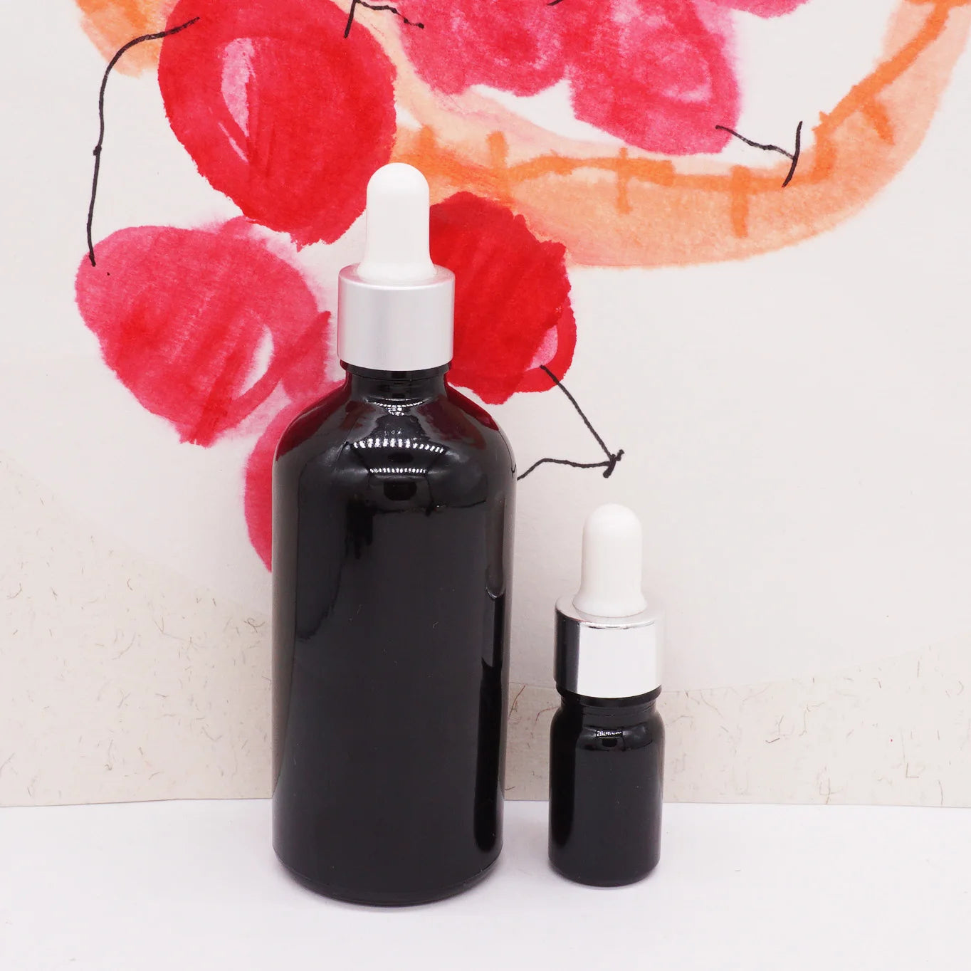Gloss Black 100ml 10ml Glass Essential Oil Bottle with Dropper Cap