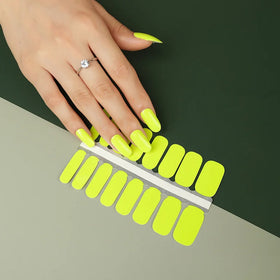 Neon Yellow Real Nail Polish Strips Nail Wraps for DIY Manicure