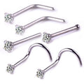 6PCS 316 Stainless Steel CZ Nose Studs Set L Shape Bone Screw Nose Ring Piercing Jewelry Fashion Jewelry Zircon 20G