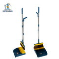 New Wind-Proof Plastic Dustpan & Broom Set Upright with Long Stainless Steel Handle PET Broom Head for Floor Cleaning