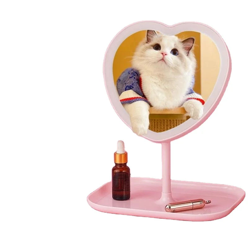 Light Heart Shape LED Mirror Detachable Makeup Mirror Travel Cosmetic Mirror with LED Lights for Gift Birthday Valentine's Day