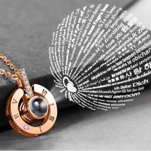 Romantic Couple "I Love You"Memory Projection Pendant Jewelry Necklace Gift