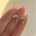 2024 Dazan New 18k Gold Plated Unique Hypoallergenic Stainless Steel Cute Small Crown Minimalist Style Zircon Earrings for Women