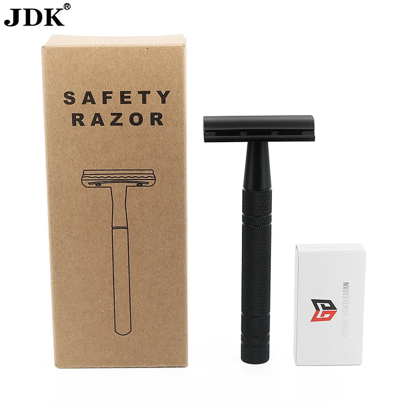 JDK Factory Price Custom Logo Professional Silver Metal Handle Imported Satinless Steel Blades Double Edge Safety Razor for Men