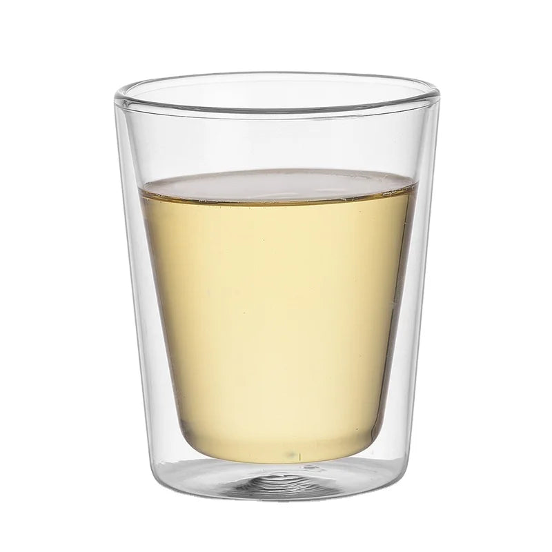 Custom Logo 250ml 350ml 450ml Double Wall Glass Cup Set High Borosilicate Glass Clear High Temperature Resistance Tea Coffee Mug