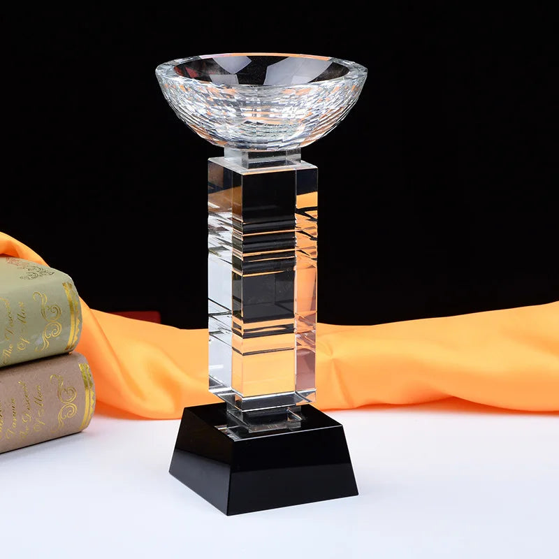 Crystal Black Accented Cup Vase Trophy Award MH-J0814