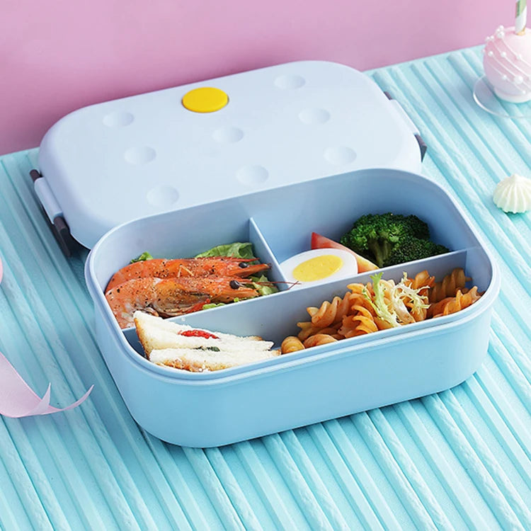 School Kids Food Storage Lunch Box Microwaveable 3 Compartment Bento Box Cute Style Plastic Containers PP Plastic Food Grade