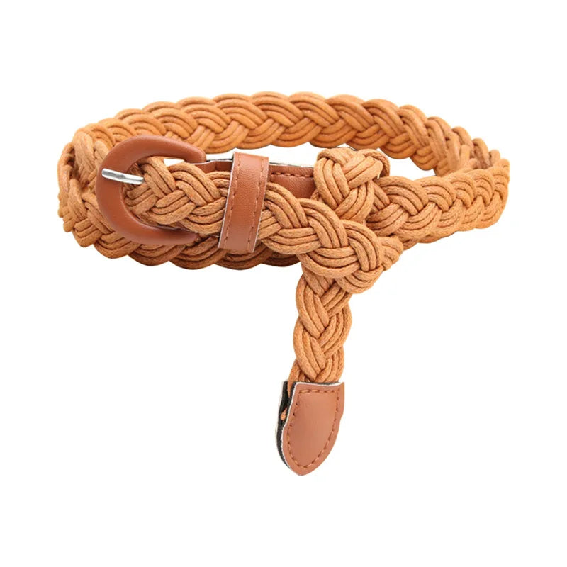 Woven PU  Versatile Shirt Dress Decorative Belt