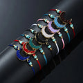 Hot Sale Charm Girls Gift Multicolor Moon Shape Resin String Weave Rope Bracelet Jewelry for Women